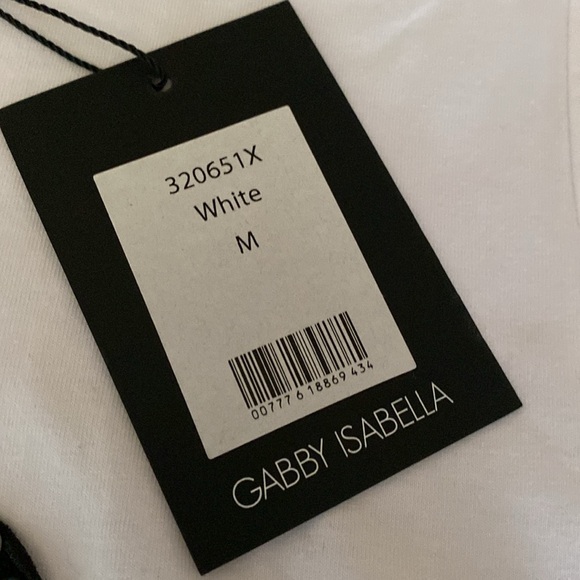 NWT GABBY ISABELLA “Girls Can Do Anything” Top with Black Lace Layer & Studs M - Picture 13 of 16